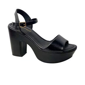 Sandália Bebecê Feminina Preto Salto Bloco 