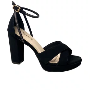 Sandália Bebecê Feminina Preto Tira Cravejada