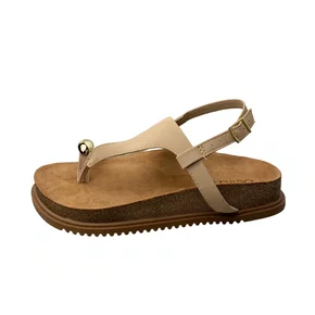 Sandália Beira Rio Feminina Bege Ferragem Dourada