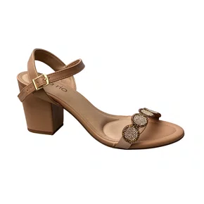 Sandália Beira Rio Feminina Bege Salto Bloco 