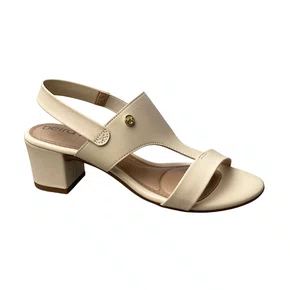 Sandália Beira Rio Feminina Creme Salto Bloco 