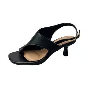 Sandália Beira Rio Feminina Preta Fivela Dourada 