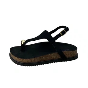 Sandália Beira Rio Feminina Preto Ferragem Dourada