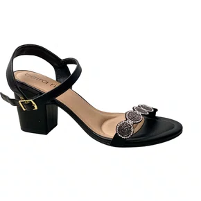 Sandália Beira Rio Feminina Preto Salto Bloco 