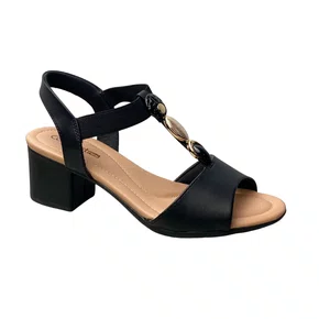 Sandália Comfortflex Feminina Preto Salto Bloco 