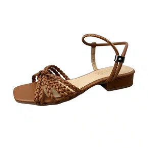 Sandália Helena Be Feminina Caramelo Tira Trançada 