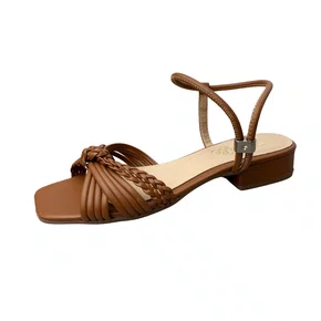 Sandália Helena Be Feminina Caramelo Tira Trançada 