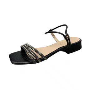 Sandália Helena Be Feminina Preto Tira Cravejada 