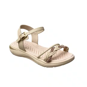 Sandália Kidy Infantil Feminina Marfim Tira Cravejada 