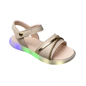 Sandália Kidy Infantil Feminino Marfim Luzes Led 