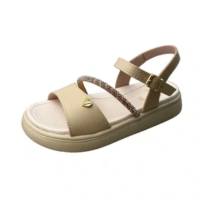 Sandália Mini Sua Cia Infantil Feminina Areia Tira Cravejada