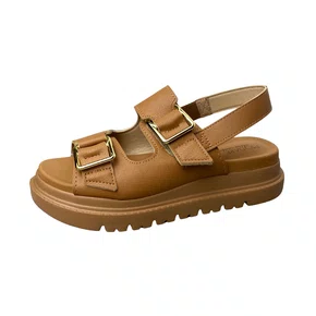 Sandália Modare Feminina Camel Fivela Dourada 