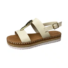 Sandália Moleca Feminina Branco Off Ferragem Dourada 