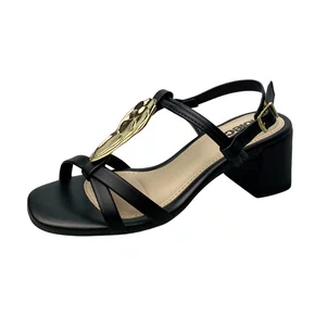 Sandália Moleca Feminina Preta Salto Bloco 