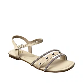 Sandália Molekinha Feminina Creme Fecho Fivela 