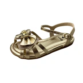 Sandália Molekinha Feminina Infantil Dourado Laço