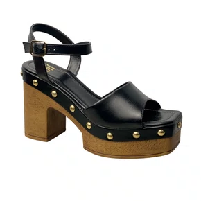 Sandália Offline Feminina Preto Salto Bloco