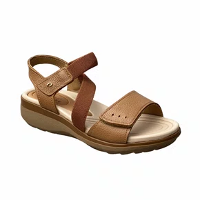 Sandália Pegada Feminino Caramelo Couro 