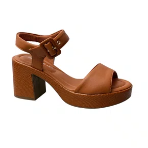 Sandália Piccadilly Feminina Ocre Salto Bloco 