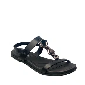 Sandália Rasteira Beira Rio Feminina Preto Pedrarias 