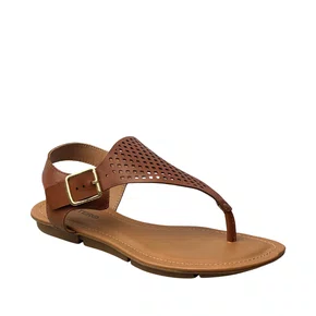 Sandália Rasteirinha Bottero Feminino Conhaque Couro 