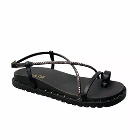 Sandália Sua Cia Feminina Preto Tira Cravejada 