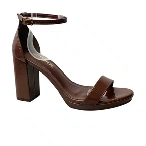 Sandália Via Marte Feminina Dark Brown Salto Bloco 