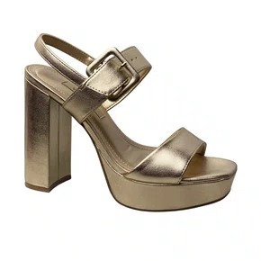 Sandália Via Marte Feminina Gold Salto Bloco 