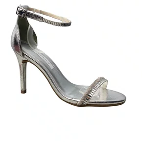 Sandália Via Marte Feminina Prata Tira Cravejada 