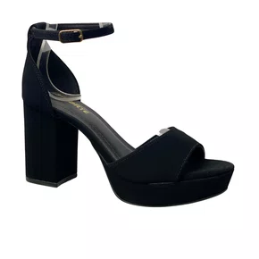 Sandália Via Marte Feminina Preto Salto Bloco 