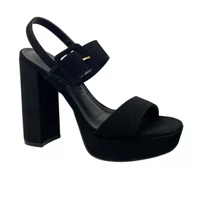 Sandália Via Marte Feminina Preto Salto Bloco 