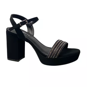 Sandália Via Marte Feminina Preto Tira Cravejada 