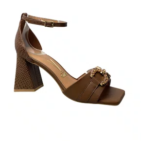 Sandália Vizzano Feminina Capuccino Salto Bloco 