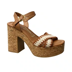Sandália Vizzano Feminina Natural Salto Bloco 