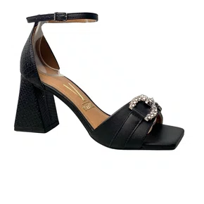 Sandália Vizzano Feminina Preto Salto Bloco 