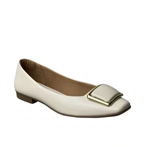 Sapatilha Helena Be Feminina Off White Ferragem Dourada 