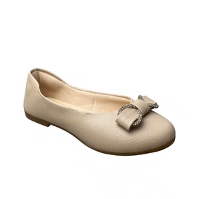 Sapatilha Kidy Infantil Feminina Marfim Laço Cravejado 