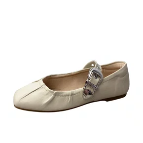 Sapatilha Molekinha Feminina Infantil Off White Fivela Prateada 