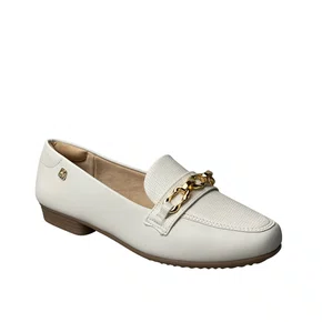 Sapatilha Santinelli Feminina Marfim Ferragem Dourada