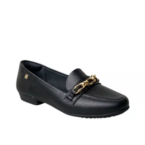 Sapatilha Santinelli Feminina Preto Ferragem Dourada 