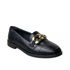 Sapato Beria Rio Feminino Preto Ferragem Dourada 