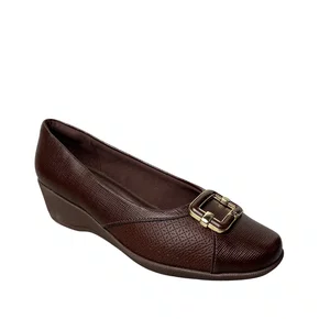 Sapato Piccadilly Feminino Cacau Ferragem Dourada 