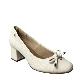 Sapato Softli Feminino Off White Salto Bloco
