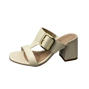 Tamanco Beira Rio Branco Off Fivela Dourada 