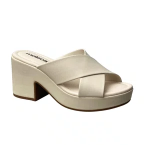 Tamanco Moleca Feminino Branco Off  Salto Bloco 