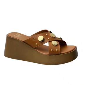 Tamanco Offline Feminino Casca Ferragens Douradas 