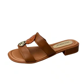 Tamanco Piccadilly Feminino Ocre Ferragem dourada 