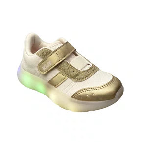 Tênis Kidy Infantil Feminino Ouro Luzes Led 