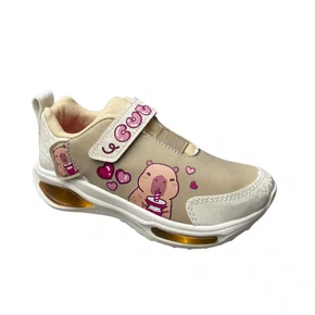 Tênis Mini Pé Infantil Capivara Feminino Branco Luzes Led 