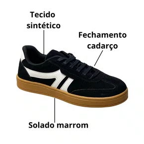 Tênis Nadia Talita Feminino Preto Fechamento Cadarço - Berti Store